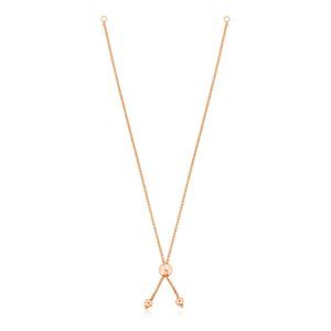 10k Rose Gold 8 inch Adjustable Friendship Bracelet Chain with Ball Slide